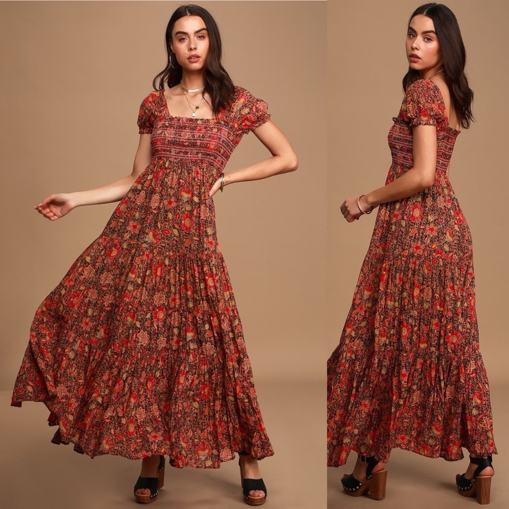 Free People Red Floral Maxi Dress